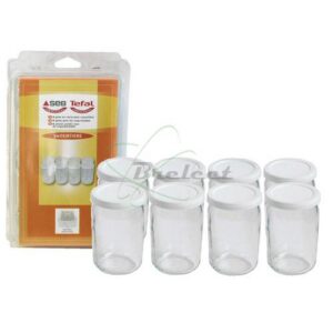 8 POTS VERRE + COUVERCLES SEB